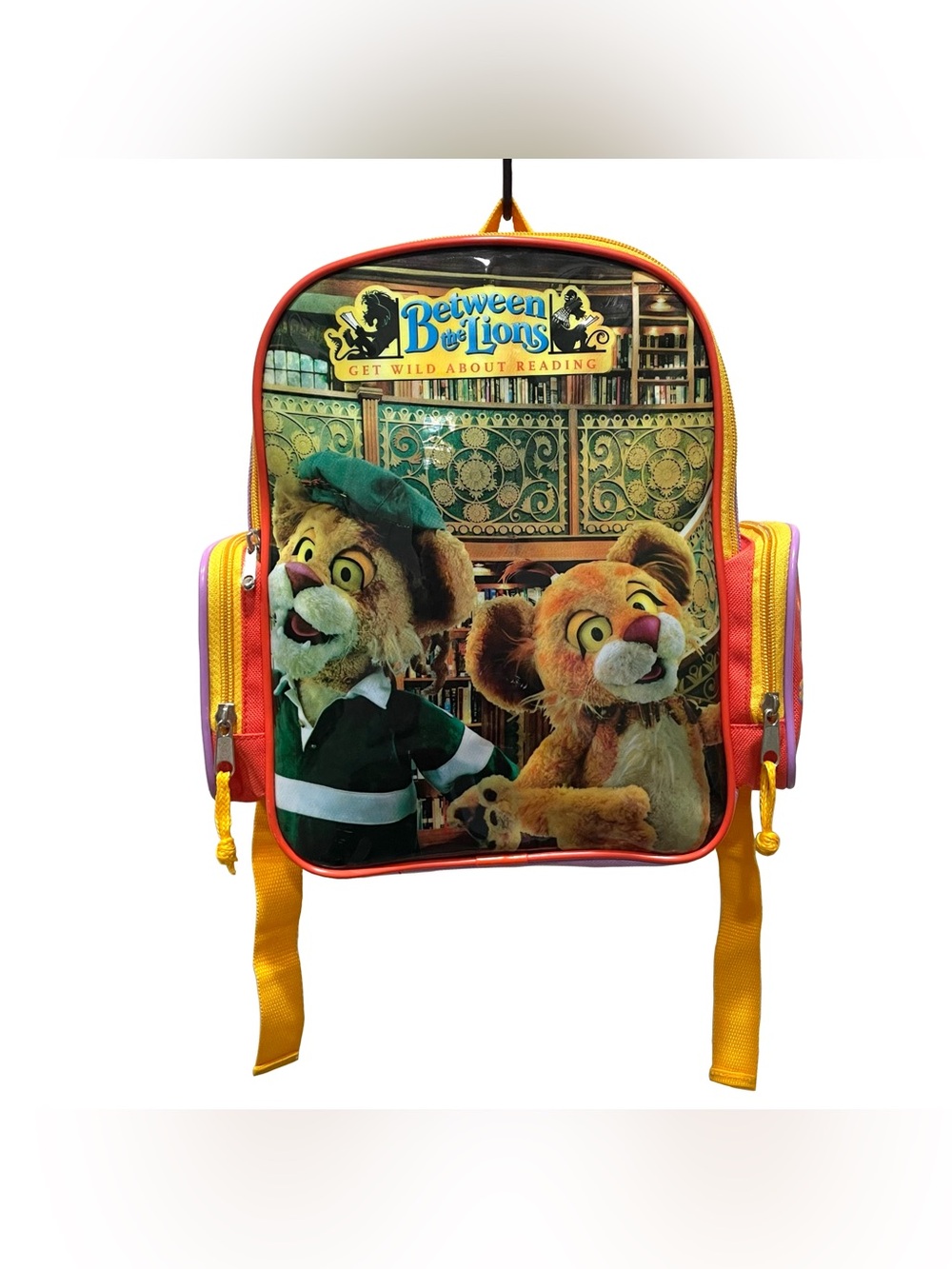 RARE Between The Lions Kid Backpack 2001 12x8.5" PBS Kids Get Wild About Reading
